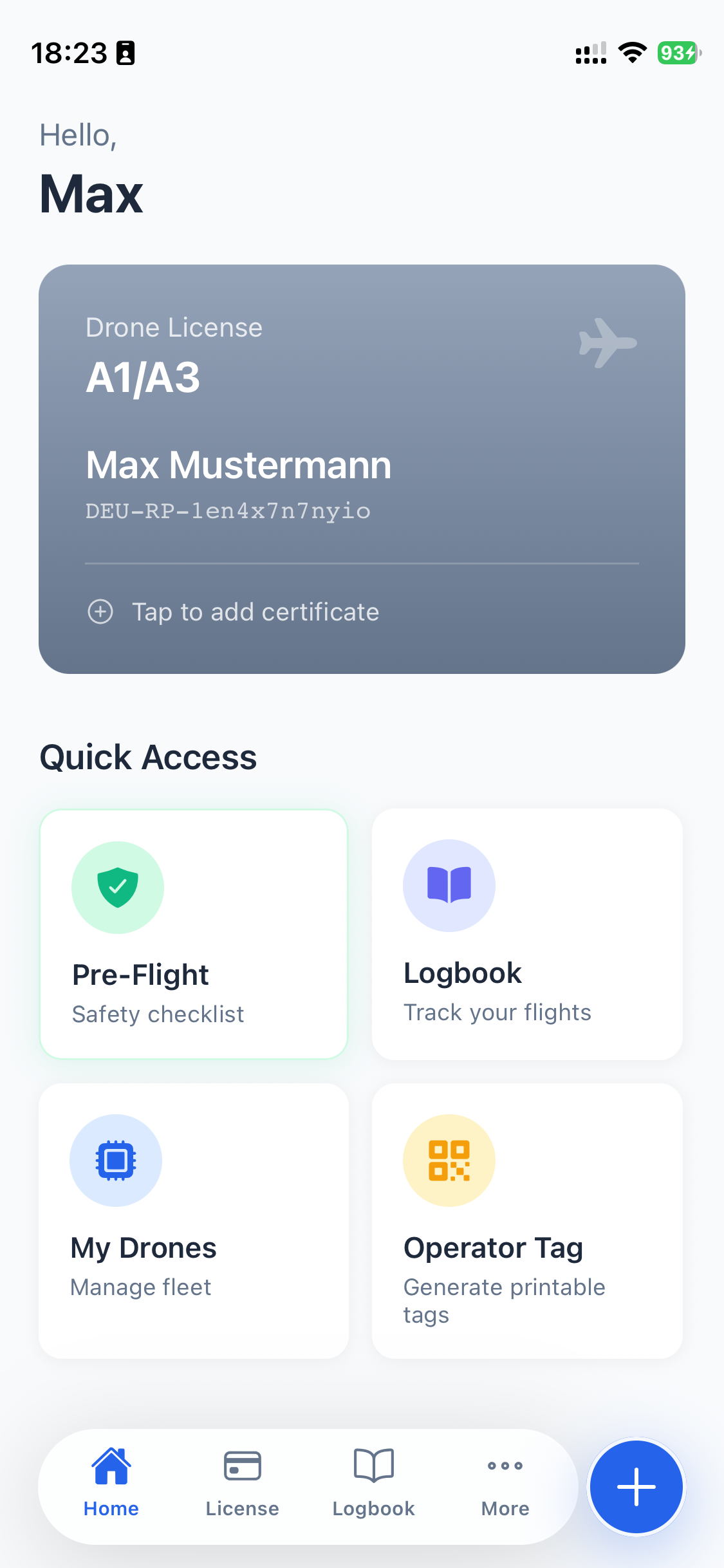 PilotPocket Home Screen